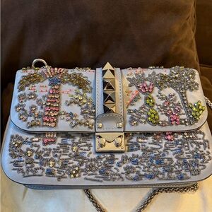 Valentino Garavani Embellished Crossbody Bag - Silver and Multicolor